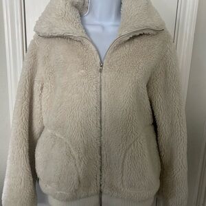 Sherpa Zip-Up Teddy Jacket - Cream